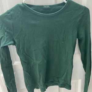 Brandy Melville Green Waffle Long Sleeve